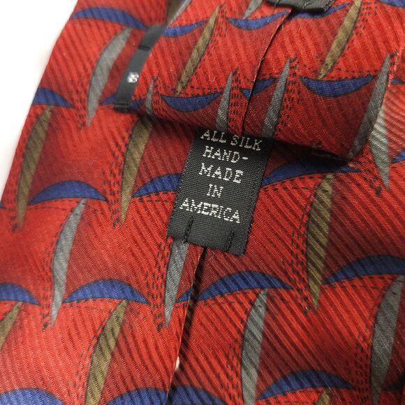 2 JZ Richards Red Geometric Silk Ties Made in the USA - Picture 5 of 11